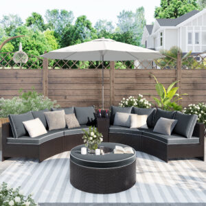 Sectional Patio Rattan Sofa Set: 6-Piece Outdoor Furniture