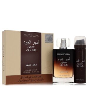 Ameer Al Oudh by Lattafa Gift Set - 3.4 oz Eau De Parfum Spray + 1.7 oz Perfumed Spray  for Men