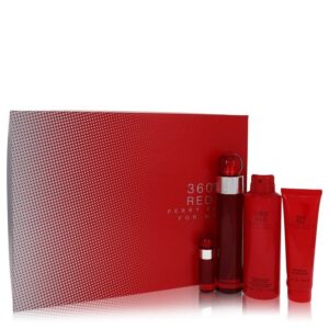 Perry Ellis 360 Red by Perry Ellis Gift Set - 3.4 oz Eau De Toilette Spray + .25 oz Mini EDT Spray + 6.8 oz Body Spray + 3 oz Shower Gel  for Men