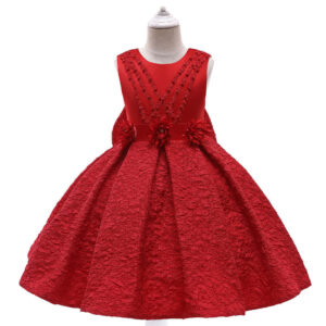 Baby Girl Flower Patched Design Solid Color Sleeveless Princess Formal Dress