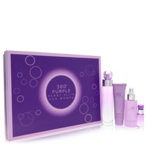 Perry Ellis 360 Purple by Perry Ellis Gift Set - 3.4 oz Eau De Parfum Spray + .25 oz Mini EDP Spray + 4 oz Body Mist Spray + 3 oz Shower Gel