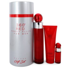 Perry Ellis 360 Red by Perry Ellis Gift Set - 3.4 oz Eau De Toilette Spray + .25 oz Mini EDT Spray + 3 oz Shower Gel in Tube Box