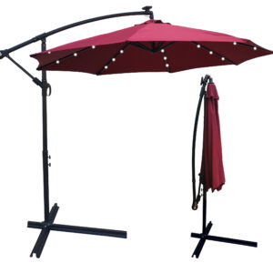 10 ft Outdoor Patio Umbrella Solar Powered LED Lighted Sun Shade Market Waterproof 8 Ribs