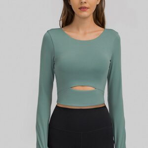 Cut Out Front Crop Yoga Tee
