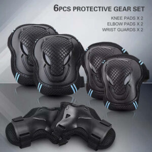 6PCS Safety Protector Kit Knee Elbow Wrist Pads Guards Protective Equipment for Skateboard Cycling Skating Scooter Knee Pads Set